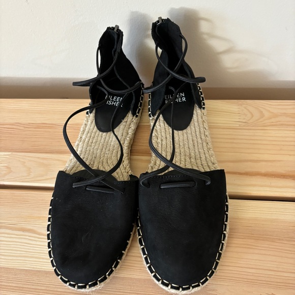(NWOT) Eileen Fisher Lace Leather Espadrille Sandals Size 6.5 - Picture 4 of 11